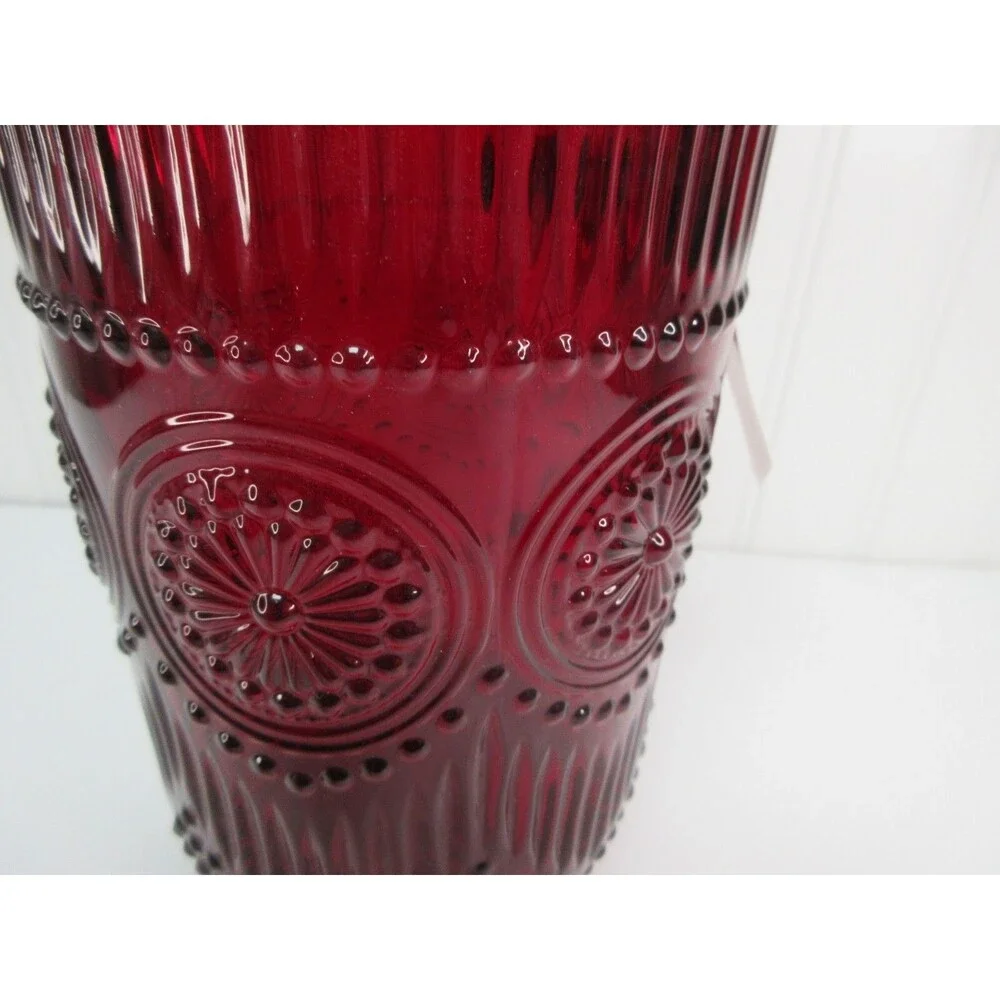 Pioneer Woman Pitcher Adeline Ruby Red Glass  54 oz. 8.5